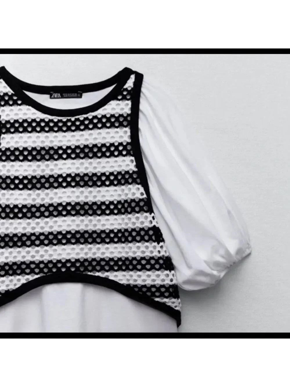 ZARA 2 in 1 Combination Short Balloon Sleeves Top w/ Vest. - Picture 6 of 12